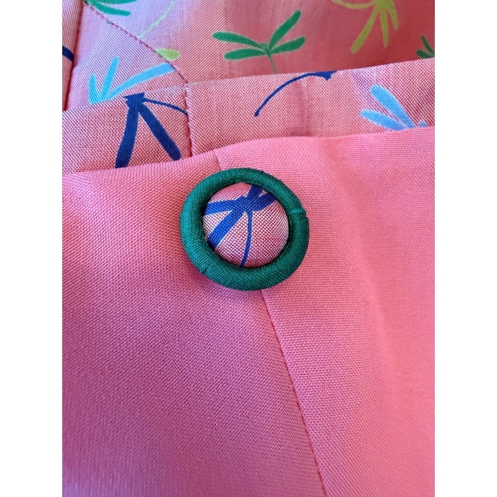Teal Lotus Dragonfly Print Art to Wear Jacket Bell Sleeve Pink Blazer M - Picture 11 of 11